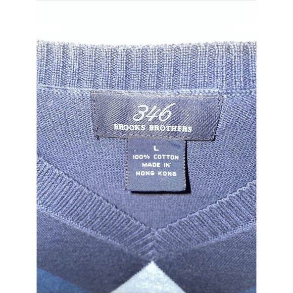 Brooks Brothers 346 Men’s Sweater Vest Size Large Blue Argyle Golf Athleisure - Picture 2 of 12